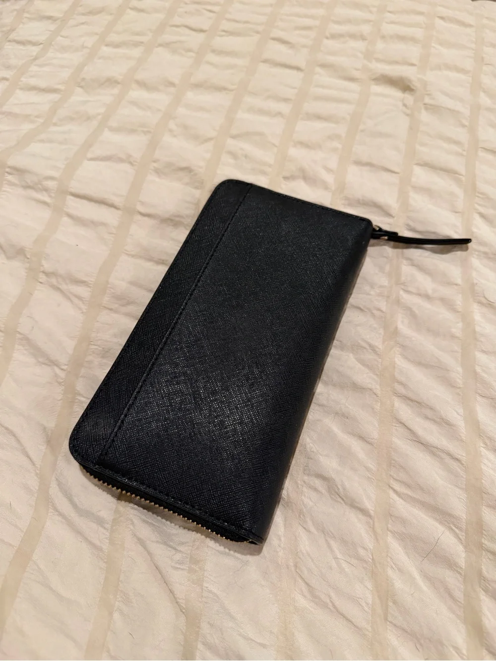 kate spade Black Zip Wallet with Gold Plaque